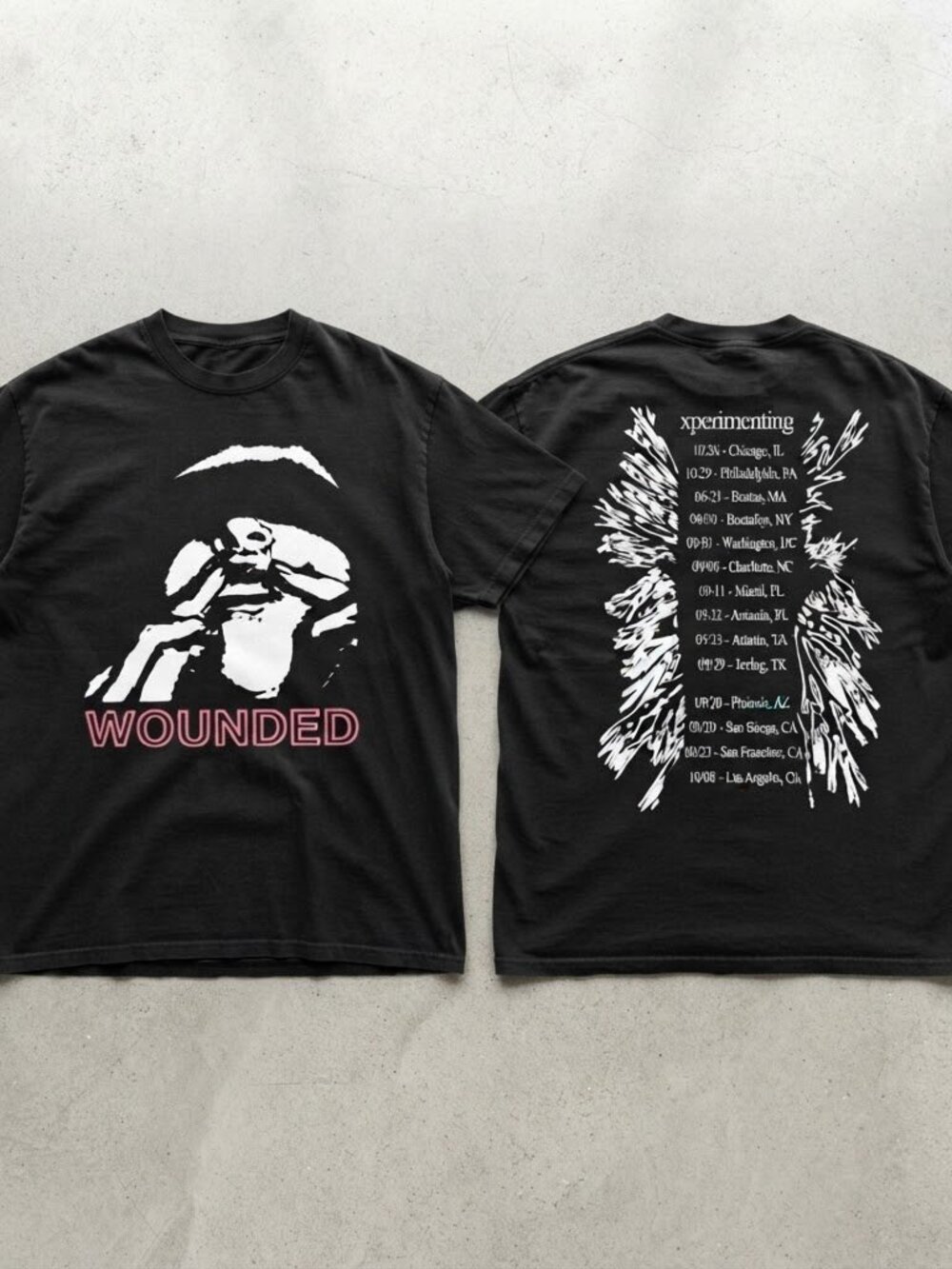 Ken Carson Xperimenting Tour 2026 Wounded Black T-Shirt S-4XL